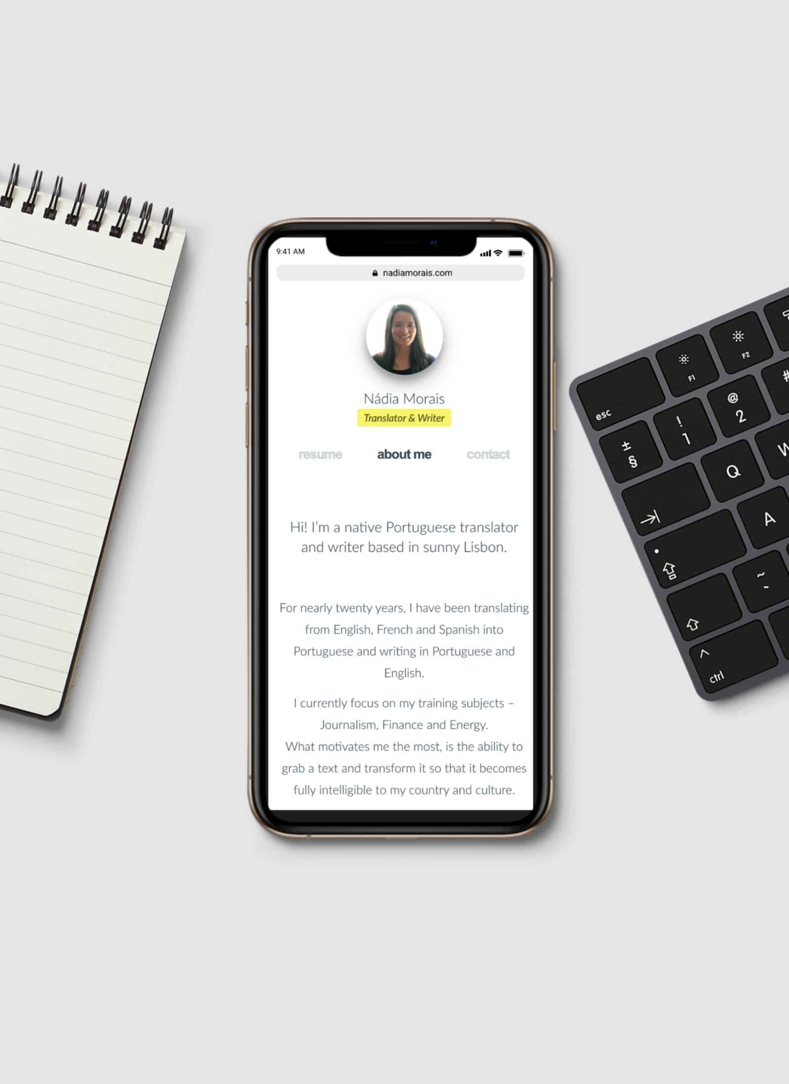 nadia morais website home mobile